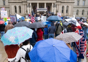 Hundreds protest in Michigan seeking end to governor’s emergency powers