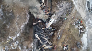 WATCH: Plume of Toxic Gas Envelops Ohio Town as Derailed Train Explodes
