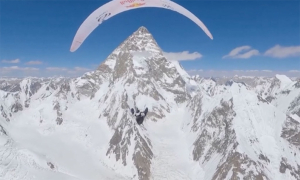 Paragliders capture never-before-seen footage of world’s second-tallest mountain