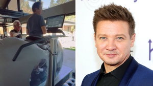 Jeremy Renner walks using antigravity treadmill as he recovers from traumatic snowplow accident