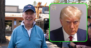 Joe Biden Smirks at Donald Trump Mugshot: ‘Handsome Guy’
