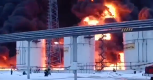 ‘Massive Blaze’ After Ukraine Drone Attack on Oil Depot Inside Russia