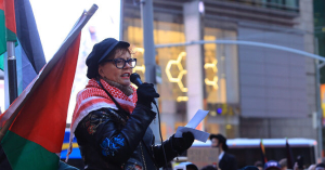 Susan Sarandon Joins Anti-Israel Protesters Outside Columbia University