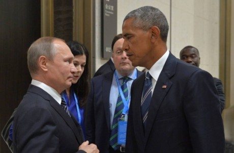 Russian President Vladimir Putin met with President Barack Obama on the sidelines of the G-20 Summit in Hangzhou, China, in September. The U.S. set sanctions against Russia on Thursday.